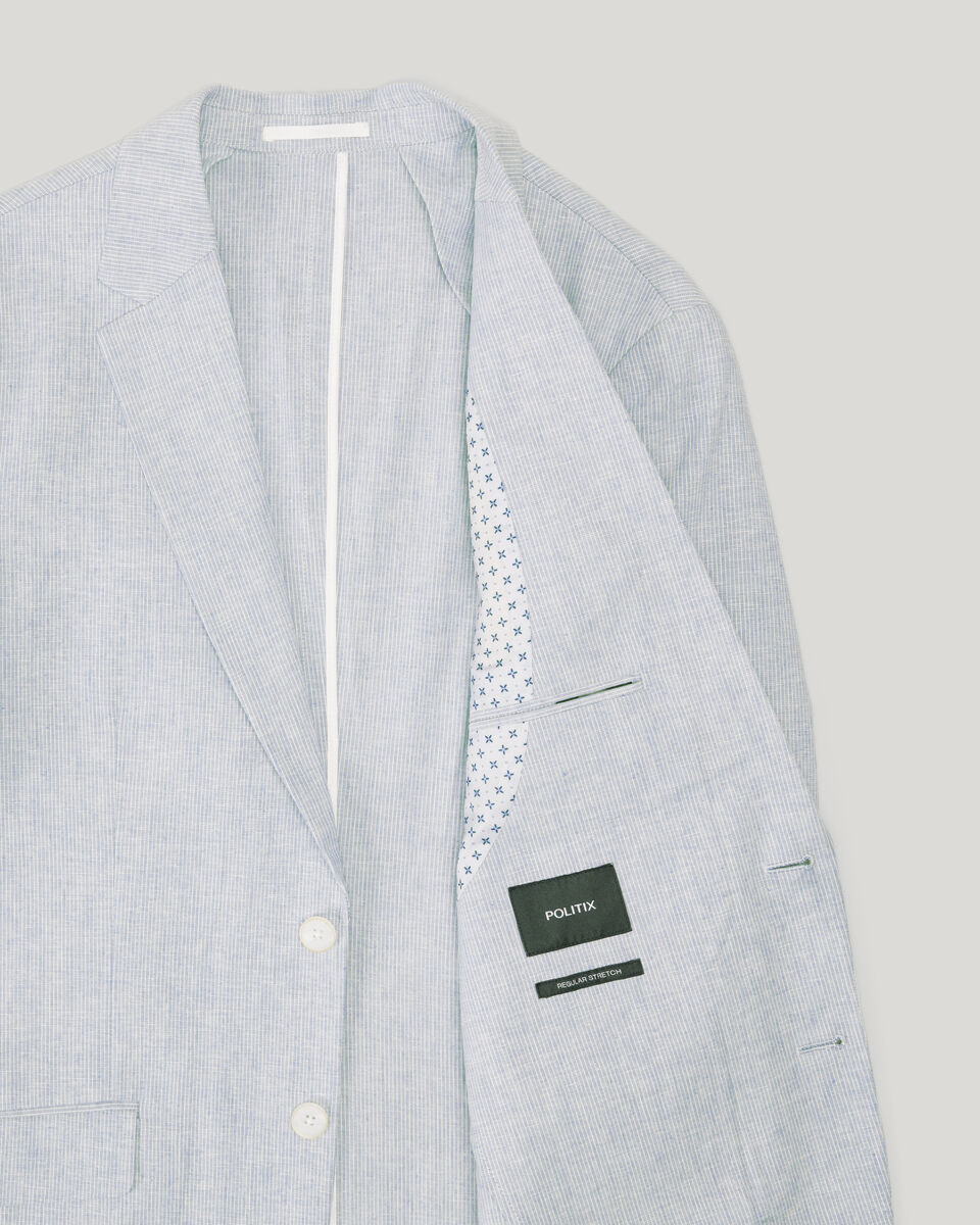 Single Breasted Summer Suit Jacket, Blue Stripe, hi-res